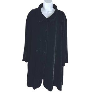 Soft Surroundings Velvet Tunic Top Womens 3X Black Solid Rayon Silk TP-3666